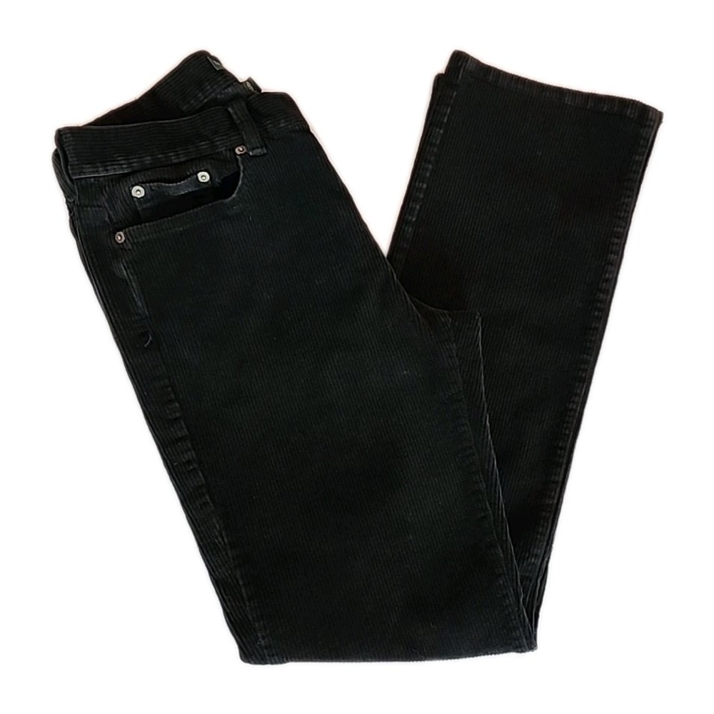 VTG Lauren Jeans Co LRL 90s Y2K Wide Wale Corduroy Straight Black‎ Pants Sz 6
